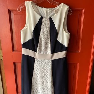 Navy Blue and White Semi-formal Dress